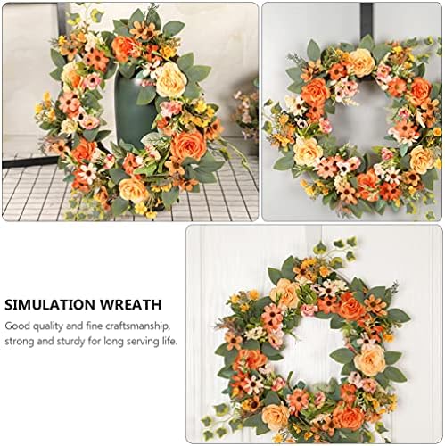 ABOOFAN Artificial Peony Wreath with Daisies and Green Leaves
