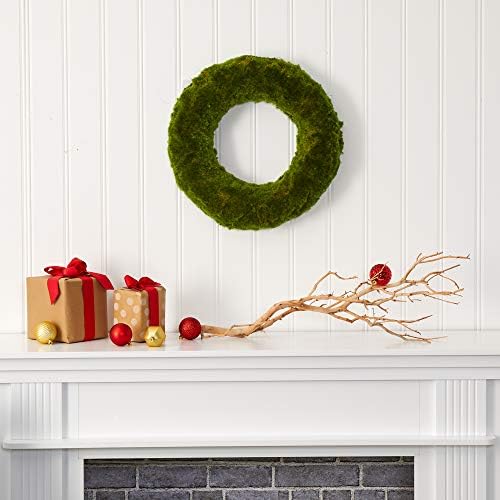 Nearly Natural 18in Moss Artificial Wreath