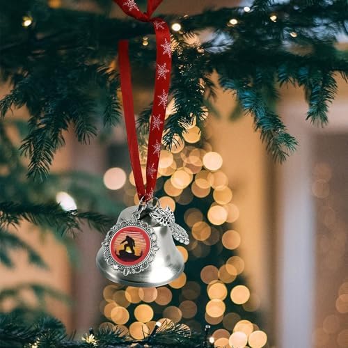 Vintage Bigfoot Silhouette Christmas Hanging Bell Ornament