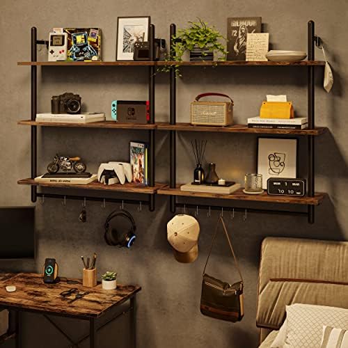 Bestier 3 Tier Floating Wall Shelving with Towel Bar