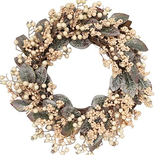 Idyllic Artificial Eucalyptus Leaf Wreath with White Berries