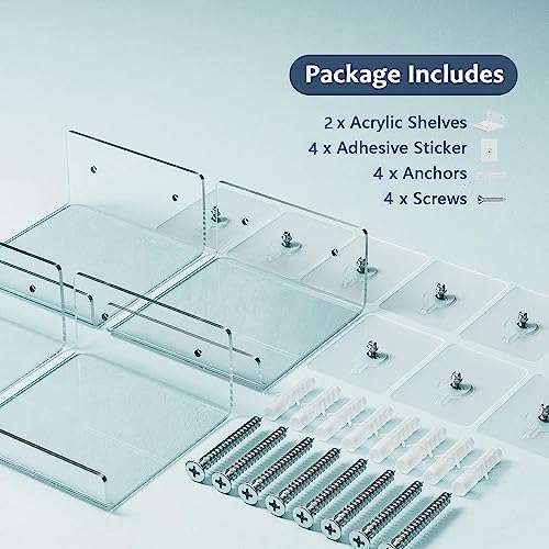Weronique 2-Pack Clear Floating Wall Shelves