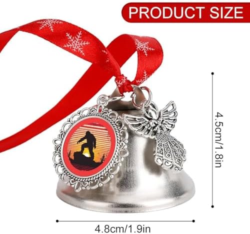 Vintage Bigfoot Silhouette Christmas Hanging Bell Ornament