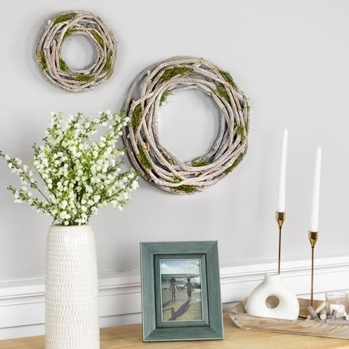 Northlight Twig and Moss Artificial Spring Wreath 8 Inch