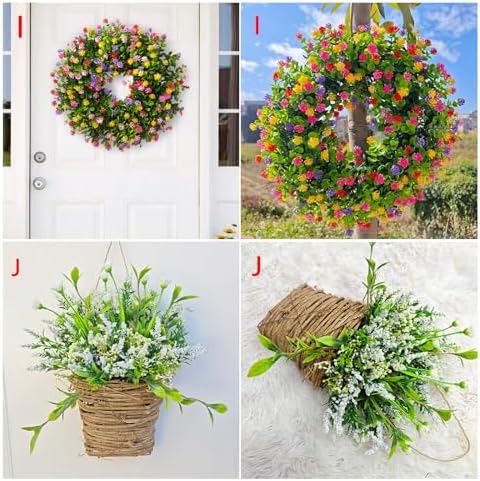 Cream Hydrangea Door Hanger Basket Wreath