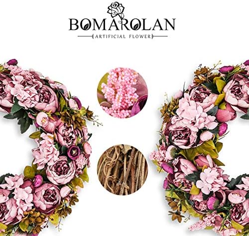 BOMAROLAN 19 Inch Artificial Peony Wreath