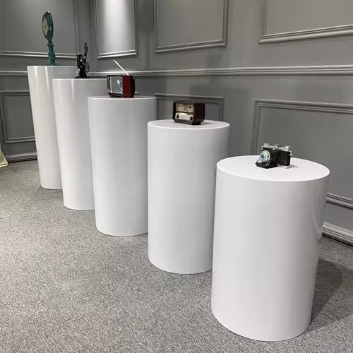 5 Piece White Metal Cylinder Display Stands for Parties