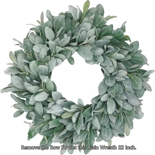Easy Fine Lambs Ear Wreath 22-24 Inches Burlap Bow