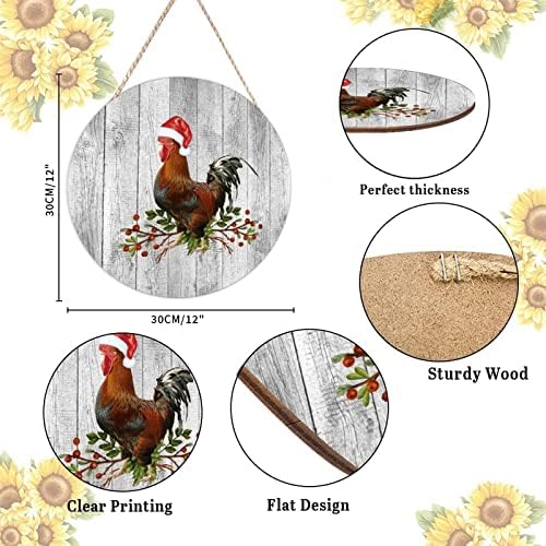Funny Farm Animal Christmas Door Hanger 12x12in Wood Sign