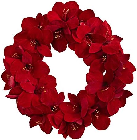 Nearly Natural 22 In Artificial Amaryllis Wreath