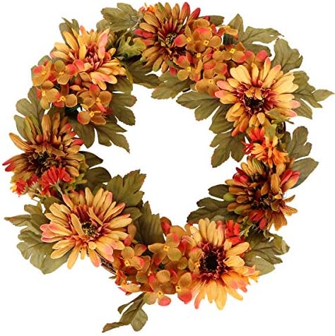 ABOOFAN Artificial Hydrangea Wreath for Halloween and Thanksgiving