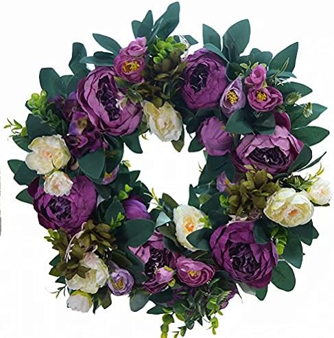 Scannay 16 Inch Purple Peony Silk Wreath Home Decor