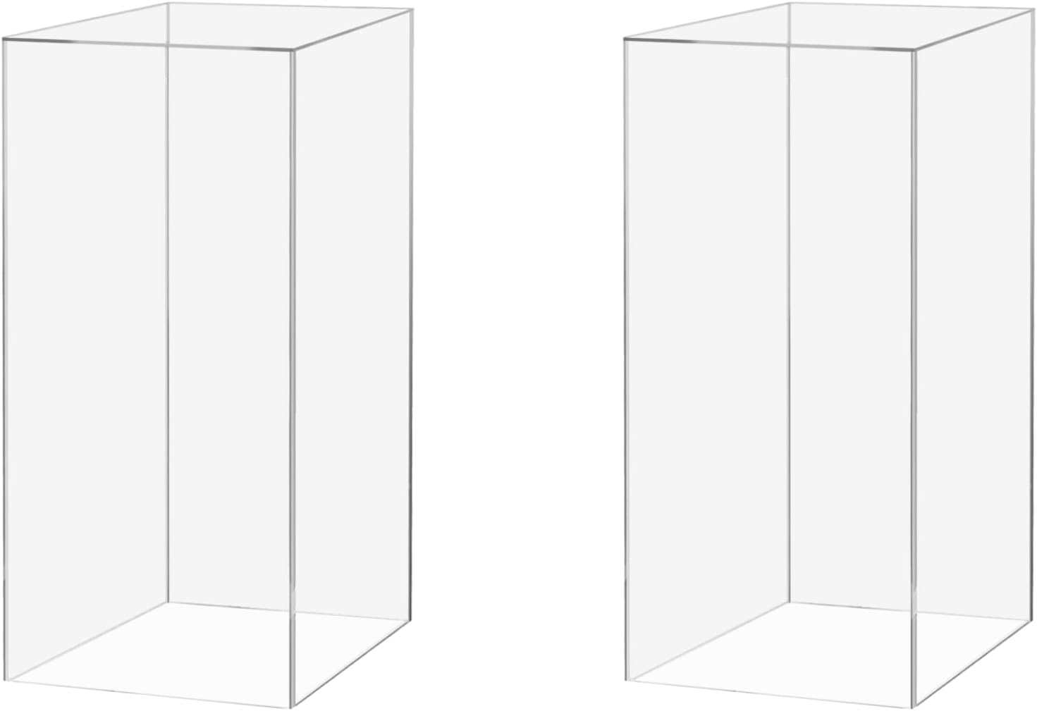 2 Pack Tall Display Box 12x12x32 Glossy Clear Acrylic Pedestal Stand