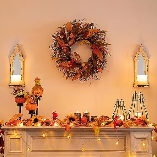 Walasis 24 Inch Fall Wreath for Front Door