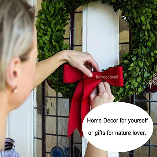 10 Mini Boxwood Wreath with Green Silk Ribbon for Home