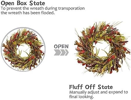 TEMPUS 20 Inch Autumn Red Leaf Wreath