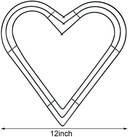 Pack of 2 Heart Shaped Wire Wreath Frames 12 Inches Dark Green Metal