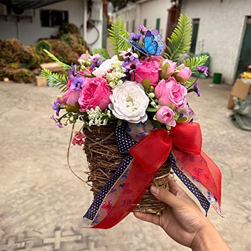 Spring Pink Peony Butterfly Wreath for Front Door