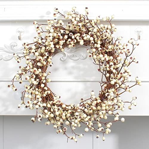 157 Inch Christmas White Berry Wreath Door Hanging