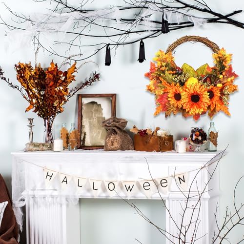 WENMAQIN 12 Inch Fall Wreath Front Door Decor