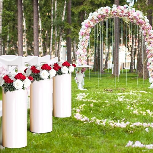 Autoneril 3PCS White PVC Cylinder Pedestal Stand