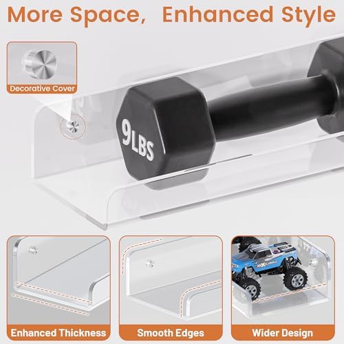 Clear Floating Shelves for Wall 15 Inch 4 Pack