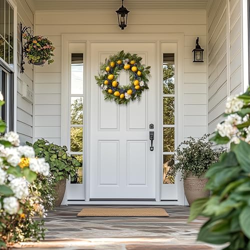 Valery Madelyn 24 Inch Spring Lemon Wreath and 6ft Garland Bundle