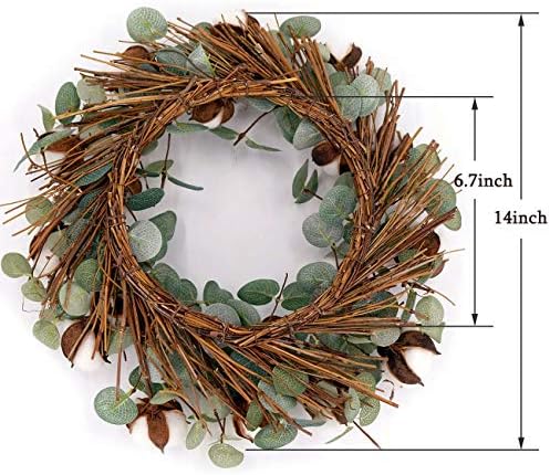 Idyllic Eucalyptus and Cotton Wreath 14 Inches