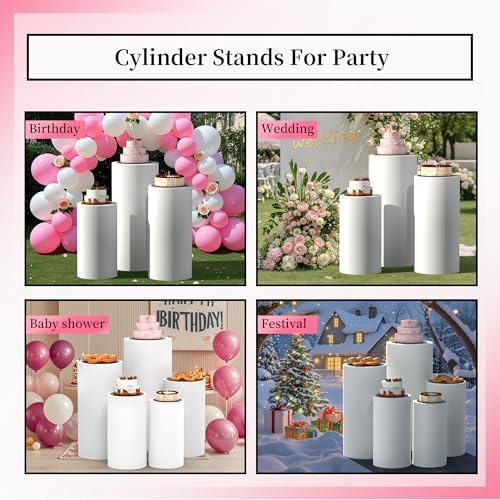 3 Pcs Cylinder Pedestal Stand for Party Decor