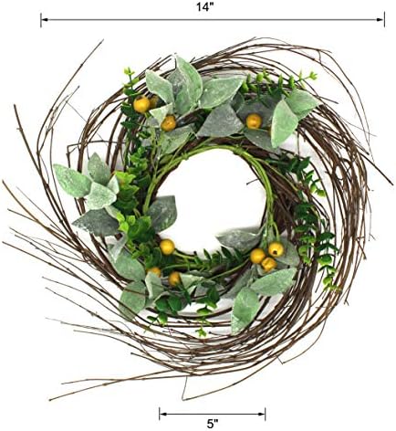Rustic Country Artificial Lambs Ear Wreath 14 Inch