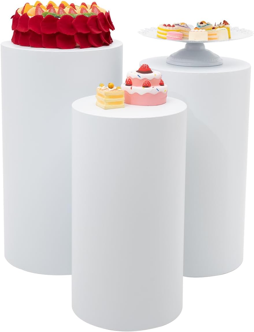 3Pcs Cylinder Pedestal Stands for Parties and Events