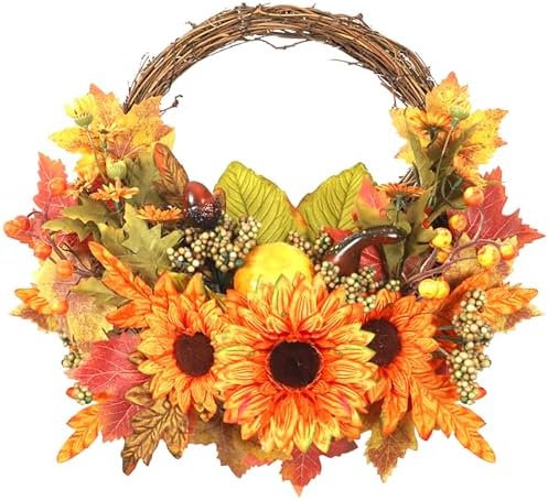 WENMAQIN 12 Inch Fall Wreath Front Door Decor