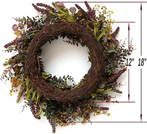 Idyllic 18 Inches Harvest Wreath - Fall Door Decor