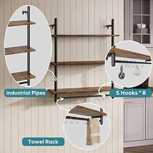 Bestier 3 Tier Floating Wall Shelving with Towel Bar