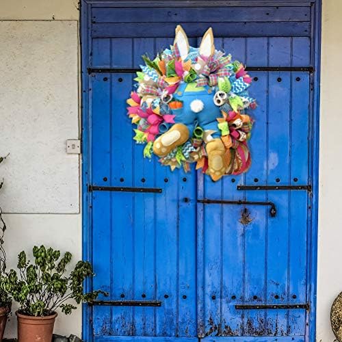 Amosfun Easter Bunny Wreath Door Window Decor