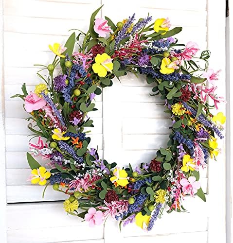 Bibelot 20 Inch Daisy Lavender Wreath Spring Summer Decor