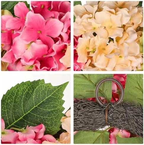 Briful 20 Inch Hydrangea Wreath for Front Door
