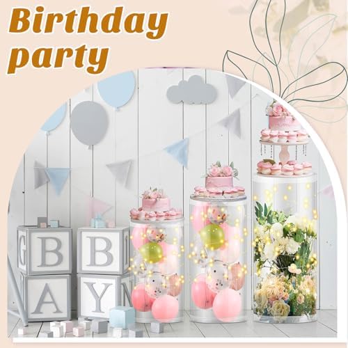 3 Pcs Cylinder Stands for Party Clear PVC Dessert Display Pedestals