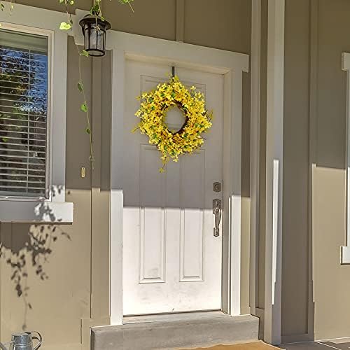 WILLBOND Yellow Forsythia Wreath 18 Inch Handcrafted Farmhouse Decor