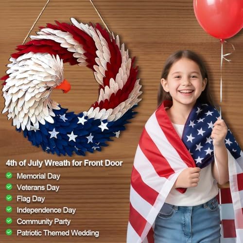 4th of July Patriotic Wreath Front Door Decor