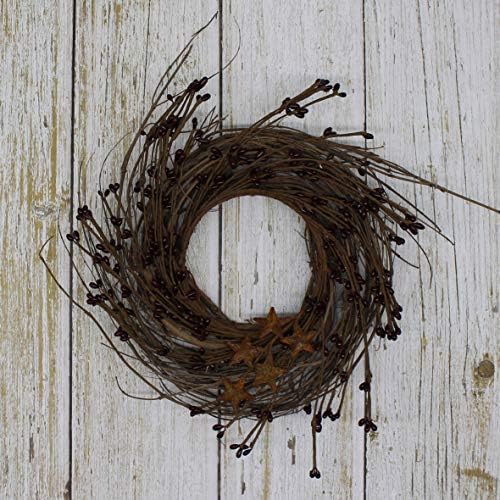 CVHOMEDECO Rustic Pip Berries and Twig Wreath 10 Inch Burgundy
