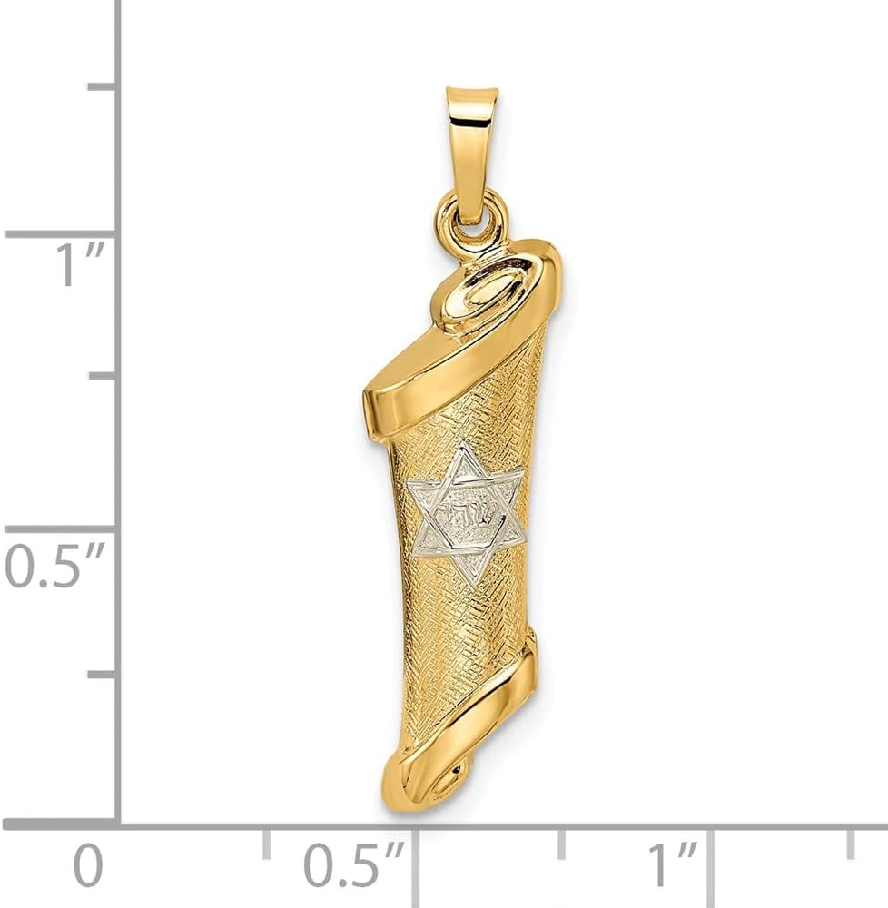 FJC Finejewelers Two Tone Gold Mezuzah Charm 31 x 7 mm
