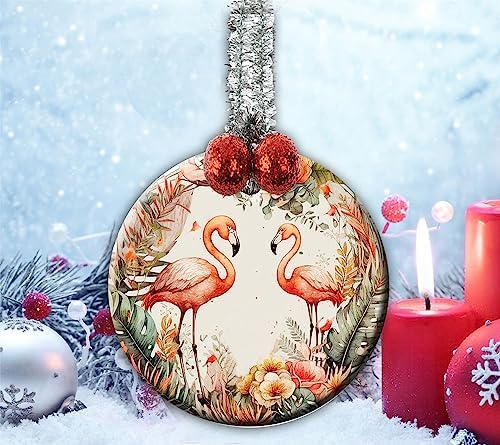 Ceramic Flamingos Christmas Wreath Ornament Decorations