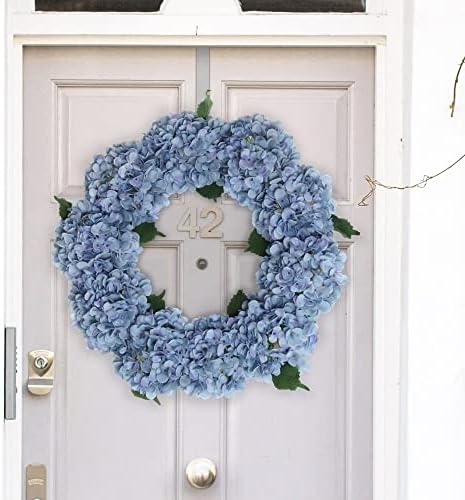 24 Inch Blue Hydrangea Wreath Artificial Floral Decor