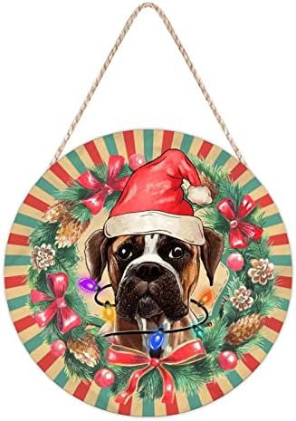 Farmhouse Door Hanger Santa Hat Wreath Wood Sign 10x10in