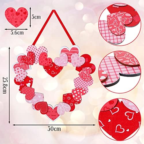 Queekay 12 Inch Wooden Heart Wreath Valentines Day Decor