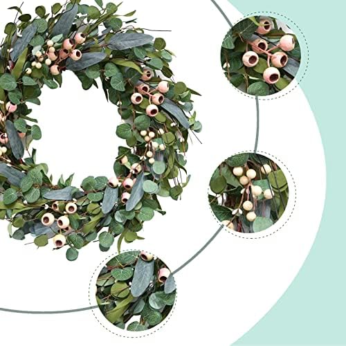 Bibelot 20in Artificial Eucalyptus Leaves Wreath with White Berries