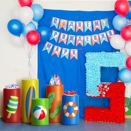 5 Pcs Summer Cylinder Stand Covers for Decor