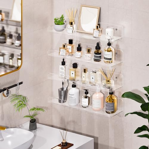 Clear Floating Shelves for Wall 15 Inch 4 Pack