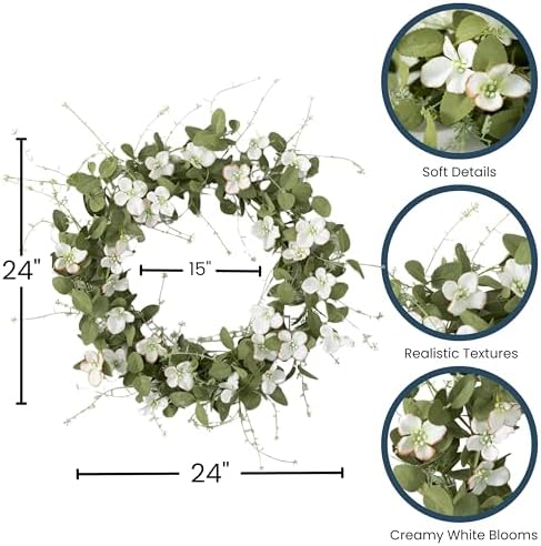 Sullivans 24 Inch White Flower Dogwood Wreath